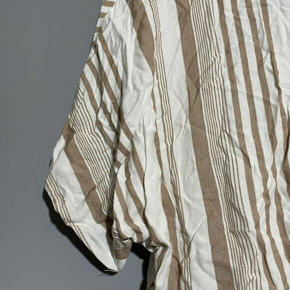 Sim Sam Blouse Women Size L Vneck Stripe Beige Button Hippie Relax Loose Comfy - Picture 3 of 10